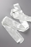 White Casual Elegant Solid Bandage Patchwork Fold V Neck Straight Dresses