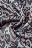 Khaki Casual Print Ripped Patchwork Regular Mid Waist Trousers