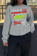 Grey Vintage Santa Hats Printed Letter O Neck Tops