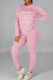 Pink Casual Print Patchwork O Neck Long Sleeve Two Pieces