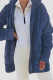 Deep Blue Casual Solid Patchwork Cardigan Collar Outerwear