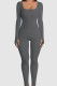 Dark Gray Casual Sportswear Solid Patchwork U Neck Skinny Jumpsuits