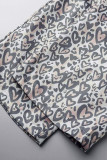 Khaki Casual Print Ripped Patchwork Regular Mid Waist Trousers