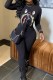 Black Street Print O Neck Jumpsuits