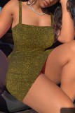 Pink Sexy Solid Backless Square Collar Sling Dress Dresses
