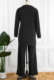 Coffee Casual Solid Patchwork Buckle Cardigan Collar Long Sleeve Three Pieces
