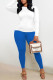 Blue White Casual Street Solid Patchwork O Neck Long Sleeve Two Pieces
