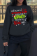 Black Vintage Santa Hats Printed Letter O Neck Tops