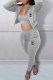Grey Street Print Letter Hooded Collar Long Sleeve Three Pieces