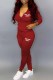 Red Casual Print Letter Hooded Collar Long Sleeve Two Pieces