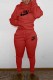 Red Casual Print Letter Hooded Collar Long Sleeve Two Pieces