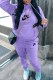 Purple Casual Print Letter Hooded Collar Long Sleeve Two Pieces