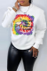 White Street Character Patchwork O Neck Tops