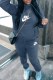 Gray Blue Casual Print Letter Hooded Collar Long Sleeve Two Pieces