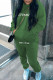 Green Casual Print Patchwork Hooded Collar Long Sleeve Two Pieces