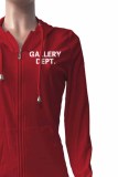 Pink Casual Print Letter Hooded Collar Long Sleeve Two Pieces