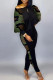 Camouflage Casual Print Patchwork O Neck Long Sleeve Two Pieces