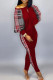 Red Casual Print Patchwork O Neck Long Sleeve Two Pieces