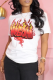 White Street Print Patchwork O Neck T-Shirts