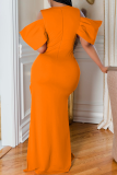 Red Street Solid High Opening V Neck Irregular Dress Dresses