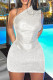 White Sexy Solid Patchwork Oblique Collar Sleeveless Two Pieces
