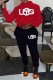 Red Sportswear Print Letter Hooded Collar Long Sleeve Two Pieces
