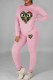 Pink Casual Print Patchwork O Neck Long Sleeve Two Pieces