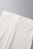 White Sexy Casual Solid Patchwork V Neck Long Sleeve Two Pieces