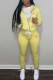 Yellow Casual Print Letter Hooded Collar Long Sleeve Two Pieces