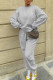 Grey Casual Solid Patchwork O Neck Long Sleeve Two Pieces