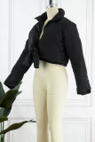 Blue Casual Street Solid Bandage Patchwork Turndown Collar Outerwear