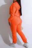 Blue Casual Solid Basic Hooded Collar Long Sleeve Two Pieces