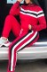Red Casual Print Patchwork Zipper Collar Long Sleeve Two Pieces