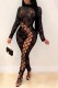 Black Sexy Solid Hollowed Out See-through Turtleneck Skinny Jumpsuits