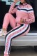 Pink Casual Print Patchwork Zipper Collar Long Sleeve Two Pieces