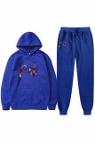 Red Casual Print Letter Hooded Collar Long Sleeve Two Pieces