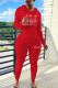 Red Casual Solid Patchwork Hot Drill Hooded Collar Long Sleeve Two Pieces