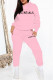 Pink Casual Print Patchwork Hooded Collar Long Sleeve Two Pieces