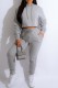 Grey Casual Solid Basic Hooded Collar Long Sleeve Two Pieces