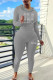 Grey Casual Solid Patchwork Hot Drill Hooded Collar Long Sleeve Two Pieces
