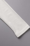 White Sexy Casual Solid Patchwork V Neck Long Sleeve Two Pieces
