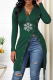 Ink Green Street Snowflakes Zipper V Neck T-Shirts