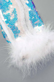 White Sexy Solid Hollowed Out Sequins Patchwork Feathers Off the Shoulder Pencil Skirt Dresses