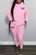 Pink Casual Letter Print Patchwork Hooded Collar Long Sleeve Two Pieces