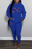 Red Casual Print Letter Hooded Collar Long Sleeve Two Pieces