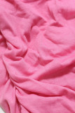Pink Casual Print Patchwork Fold O Neck Long Sleeve Two Pieces