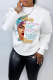 White Street Vintage Print Patchwork O Neck Tops