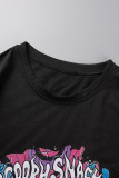 Black Fashion Casual Print Basic O Neck T-Shirts