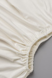 Coffee Casual Solid Hollowed Out Patchwork O Neck One Step Skirt Dresses