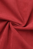 Red Street Solid Bandage Patchwork Zipper Turndown Collar Outerwear